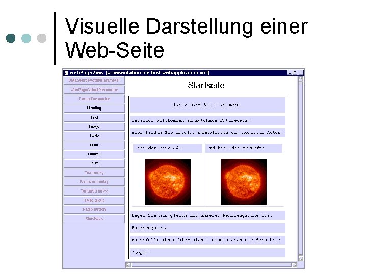 Visuelle Darstellung einer Web-Seite 