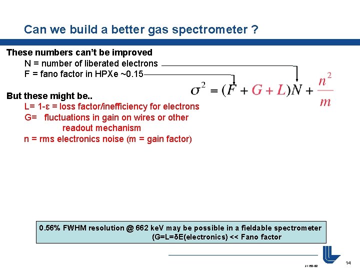 Can we build a better gas spectrometer ? These numbers can’t be improved N