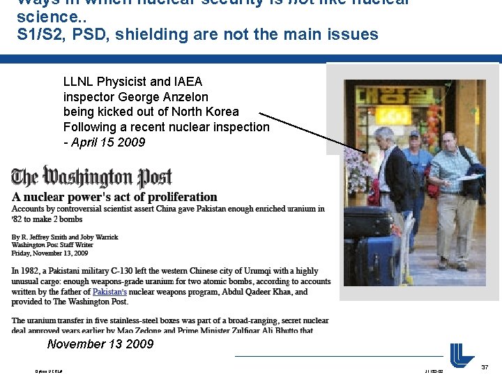 Ways in which nuclear security is not like nuclear science. . S 1/S 2,