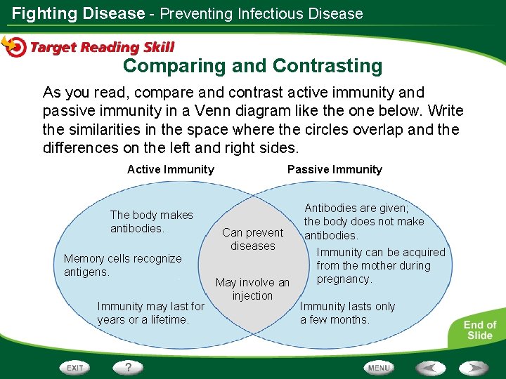 Fighting Disease - Preventing Infectious Disease Comparing and Contrasting As you read, compare and