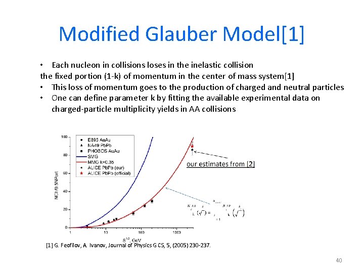 Modified Glauber Model[1] • Each nucleon in collisions loses in the inelastic collision the