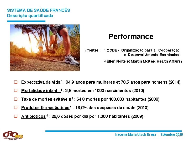 SISTEMA DE SAÚDE FRANCÊS Descrição quantificada Performance ( fontes : 1 OCDE - Organização