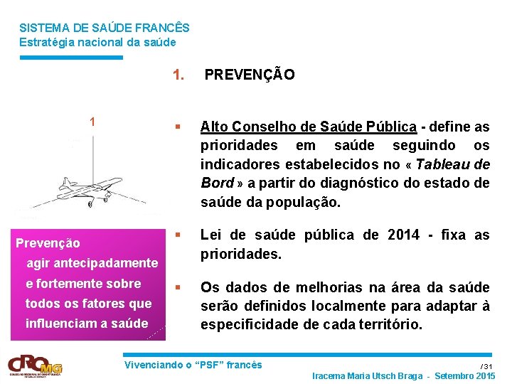 SISTEMA DE SAÚDE FRANCÊS Estratégia nacional da saúde 1. PREVENÇÃO 1 Prevenção § Alto