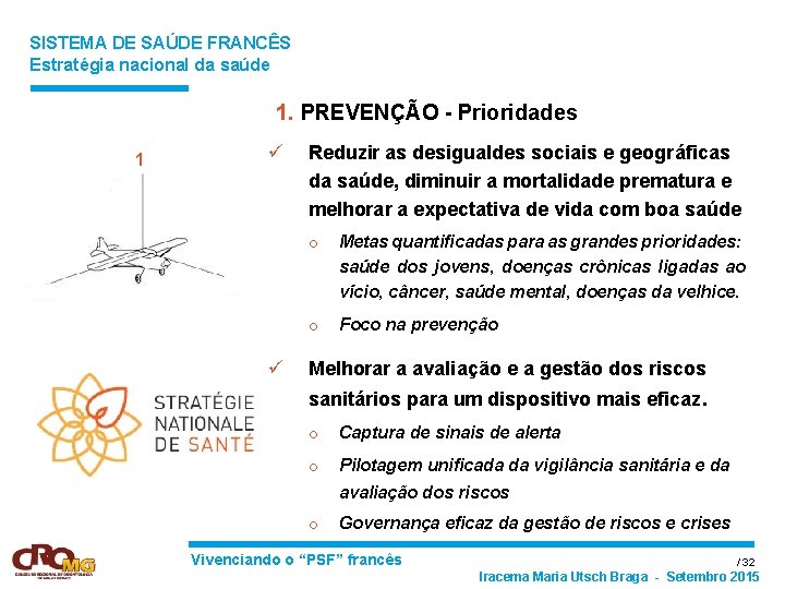 SISTEMA DE SAÚDE FRANCÊS Estratégia nacional da saúde 1. PREVENÇÃO - Prioridades 1 ü