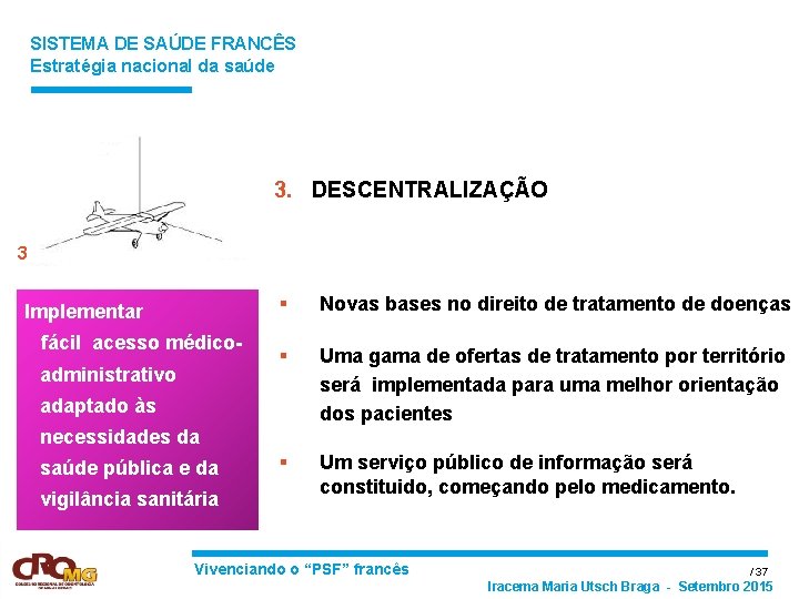 SISTEMA DE SAÚDE FRANCÊS Estratégia nacional da saúde 3. DESCENTRALIZAÇÃO 3 Implementar fácil acesso