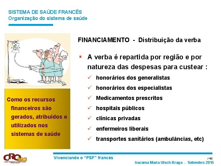 SISTEMA DE SAÚDE FRANCÊS Organização do sistema de saúde FINANCIAMENTO - Distribuição da verba