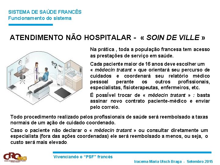 SISTEMA DE SAÚDE FRANCÊS Funcionamento do sistema ATENDIMENTO NÃO HOSPITALAR - « SOIN DE