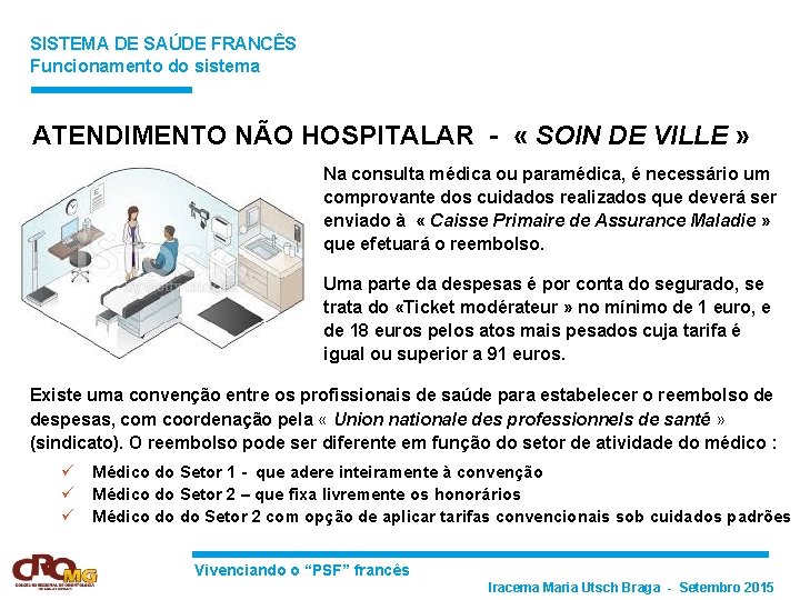 SISTEMA DE SAÚDE FRANCÊS Funcionamento do sistema ATENDIMENTO NÃO HOSPITALAR - « SOIN DE