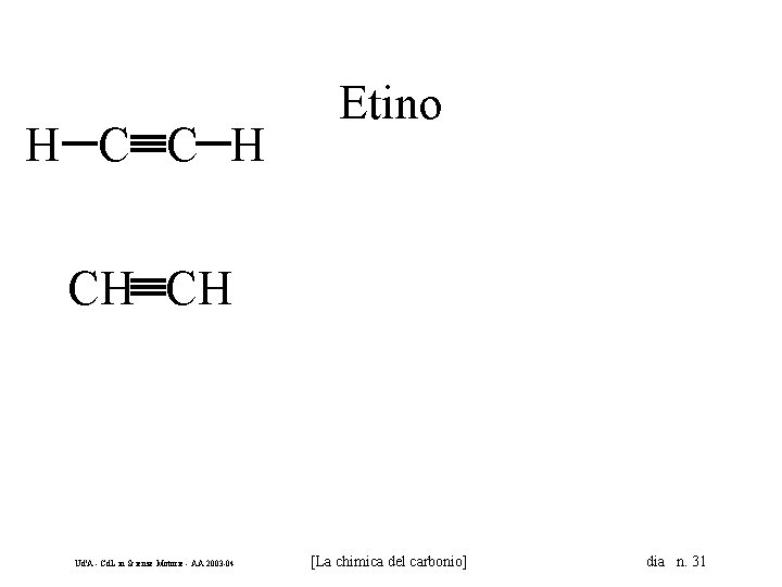 H C C H Etino CH CH Ud'A - Cd. L in Scienze Motorie