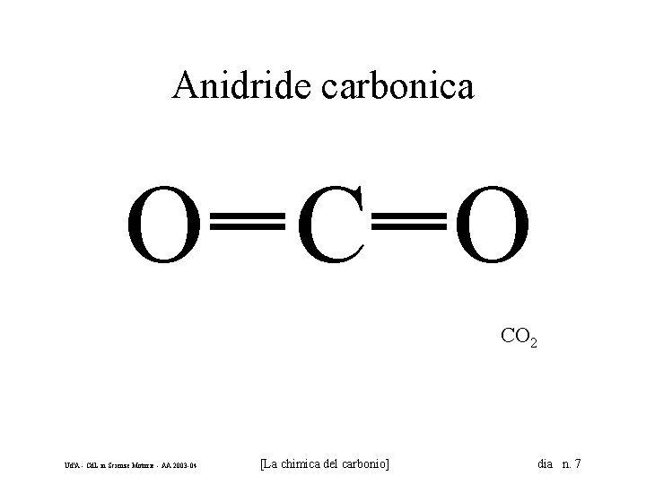 Anidride carbonica O CO 2 Ud'A - Cd. L in Scienze Motorie - AA