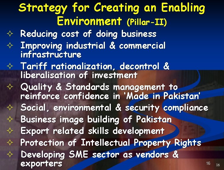 Strategy for Creating an Enabling Environment (Pillar-II) ² Reducing cost of doing business ²