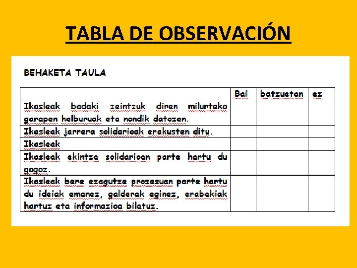 TABLA DE OBSERVACIÓN 