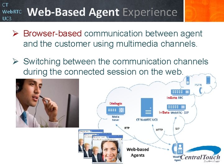 CT Web. RTC UC 3 Web-Based Agent Experience Ø Browser-based communication between agent and