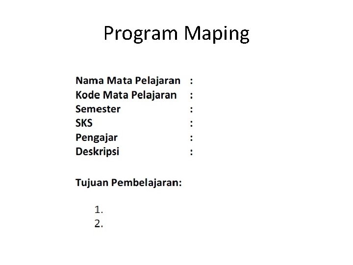 Program Maping 