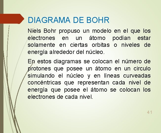 DIAGRAMA DE BOHR Niels Bohr propuso un modelo en el que los electrones en