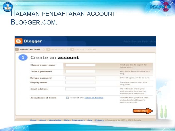 HALAMAN PENDAFTARAN ACCOUNT BLOGGER. COM. 