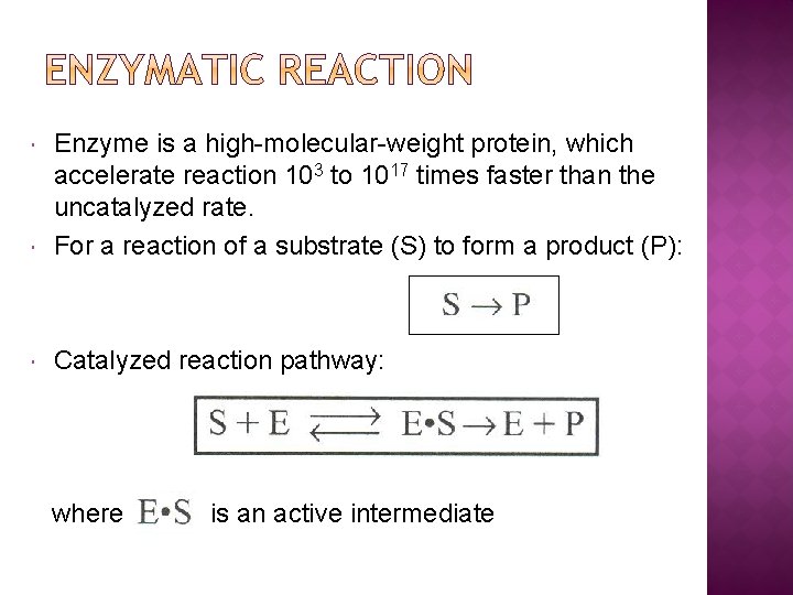  Enzyme is a high-molecular-weight protein, which accelerate reaction 103 to 1017 times faster