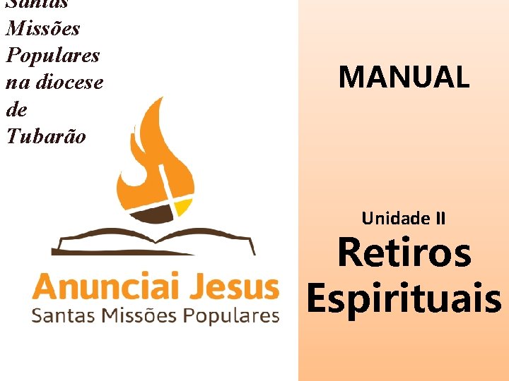 Santas Missões Populares na diocese de Tubarão MANUAL Unidade II Retiros Espirituais 