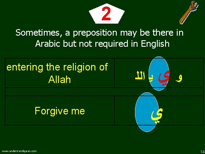 2 Sometimes, a preposition may be there in Arabic but not required in English