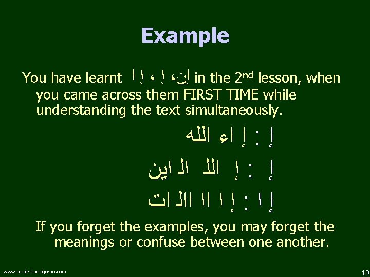 Example You have learnt ﺇ ﺍ ، ﺇ ، ﺇﻥ in the 2 nd