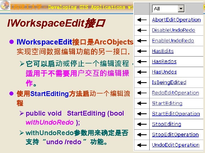 江西理 大学 – Developing GIS Applications with Arc. Objects using C#. NET IWorkspace. Edit接口