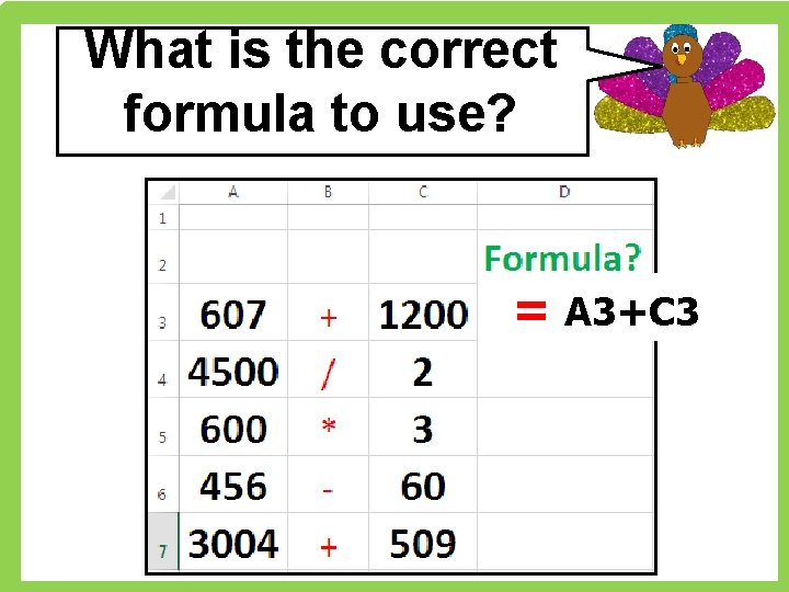 What is the correct formula to use? = A 3+C 3 