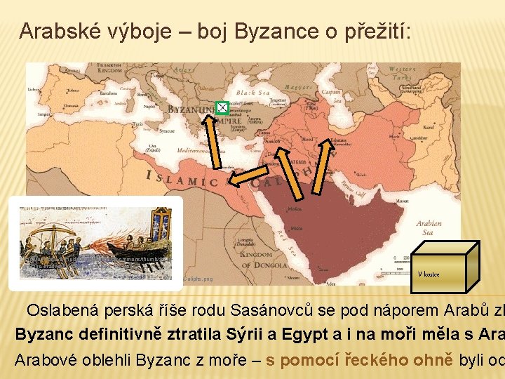 Arabské výboje – boj Byzance o přežití: http: //upload. wikimedia. org/wikipedia/commons/thumb/f/f 7/G reekfire-madridskylitzes 1.
