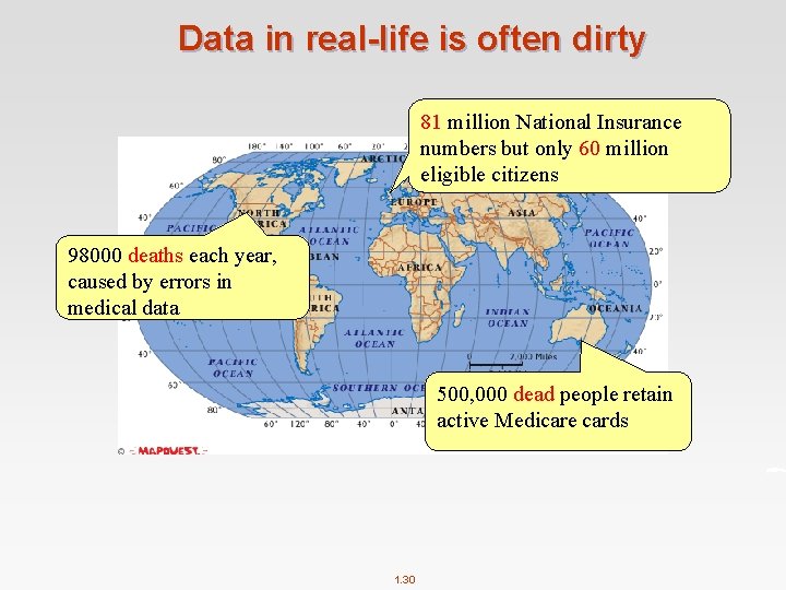 Data in real-life is often dirty 81 million National Insurance numbers but only 60