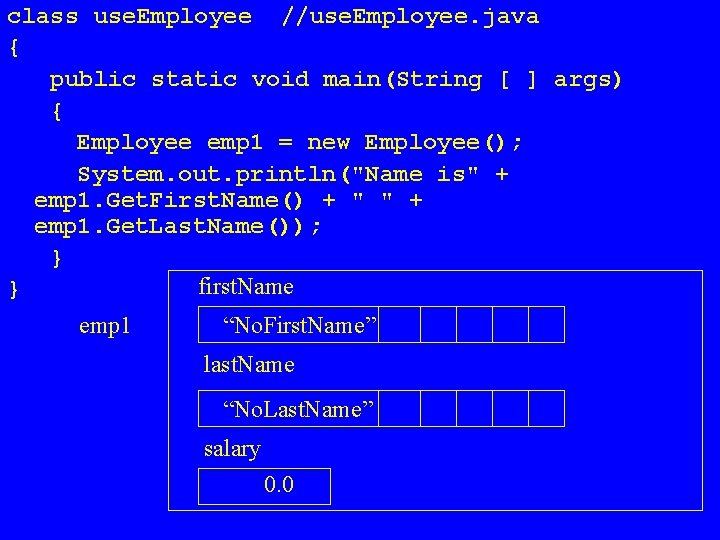 class use. Employee //use. Employee. java { public static void main(String [ ] args)