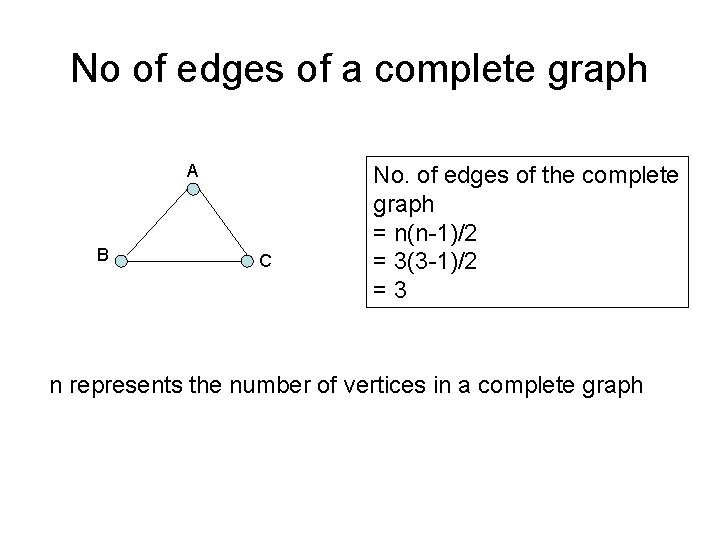 No of edges of a complete graph A B C No. of edges of