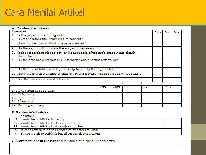 Cara Menilai Artikel 