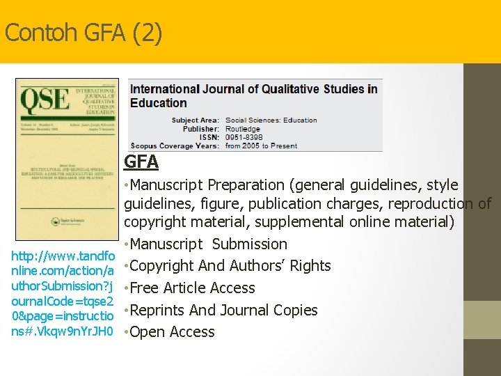 Contoh GFA (2) GFA http: //www. tandfo nline. com/action/a uthor. Submission? j ournal. Code=tqse