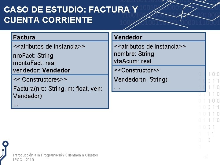 CASO DE ESTUDIO: FACTURA Y CUENTA CORRIENTE Factura <<atributos de instancia>> nro. Fact: String