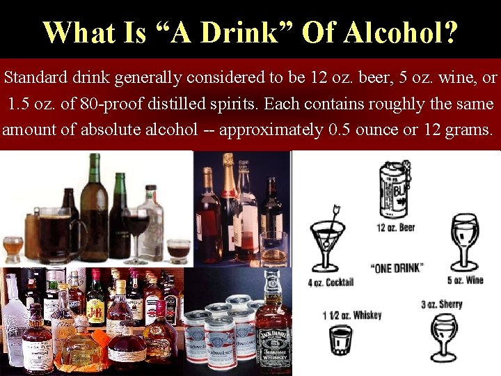 What Is “A Drink” Of Alcohol? Standard drink generally considered to be 12 oz.