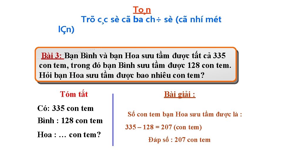 Thứ hai ngày 12 To¸n tháng 9 năm 2016 lÇn) Trõ c¸c sè cã