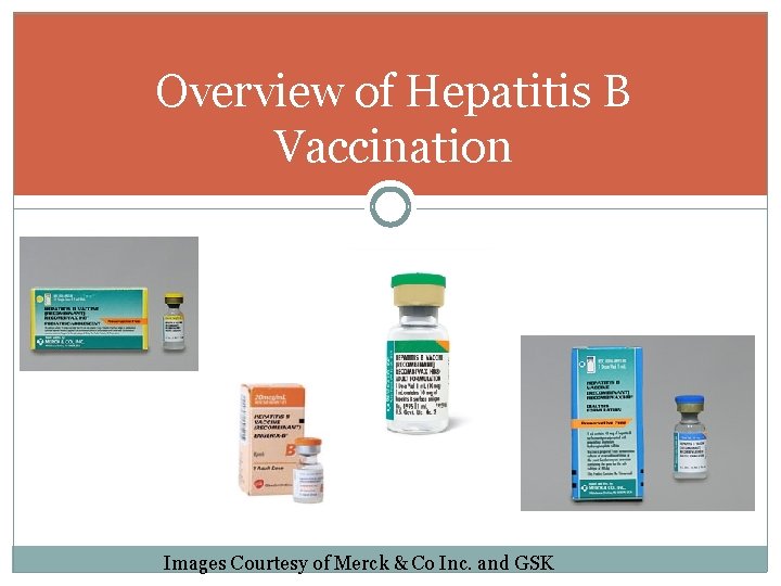 Overview of Hepatitis B Vaccination Images Courtesy of Merck & Co Inc. and GSK
