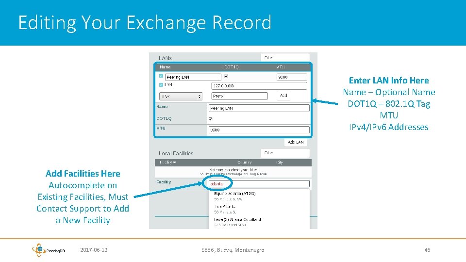 Editing Your Exchange Record Enter LAN Info Here Name – Optional Name DOT 1
