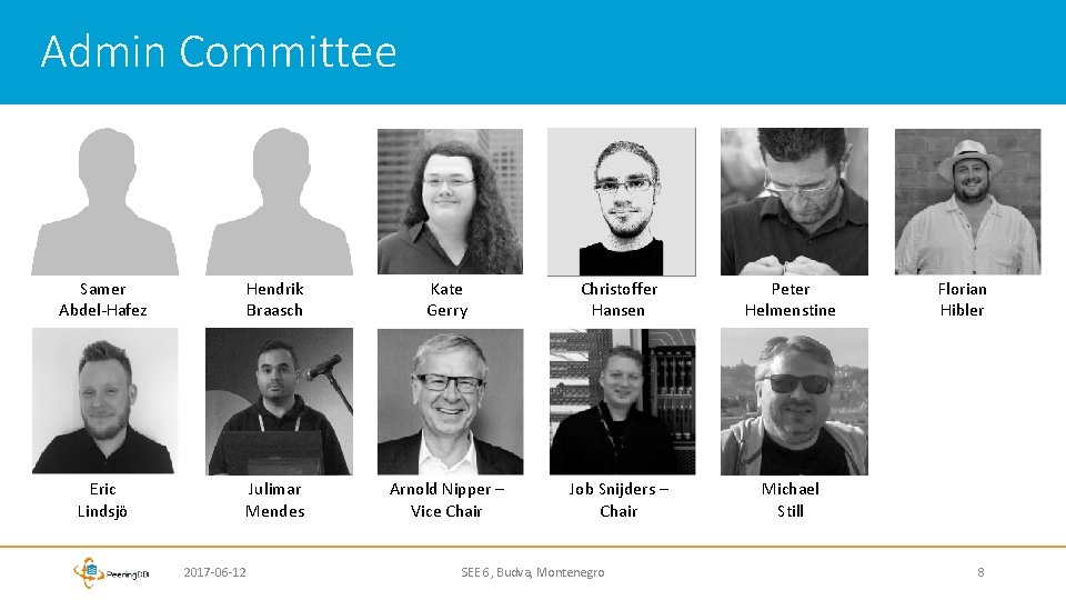 Admin Committee Samer Abdel-Hafez Hendrik Braasch Kate Gerry Christoffer Hansen Peter Helmenstine Eric Lindsjö