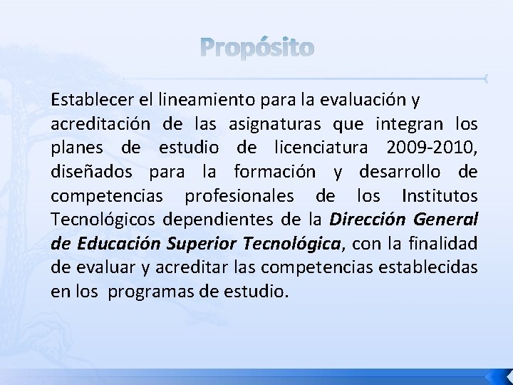 Propósito Establecer el lineamiento para la evaluación y acreditación de las asignaturas que integran