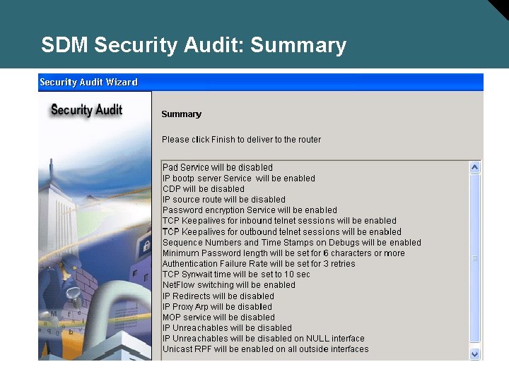 SDM Security Audit: Summary 