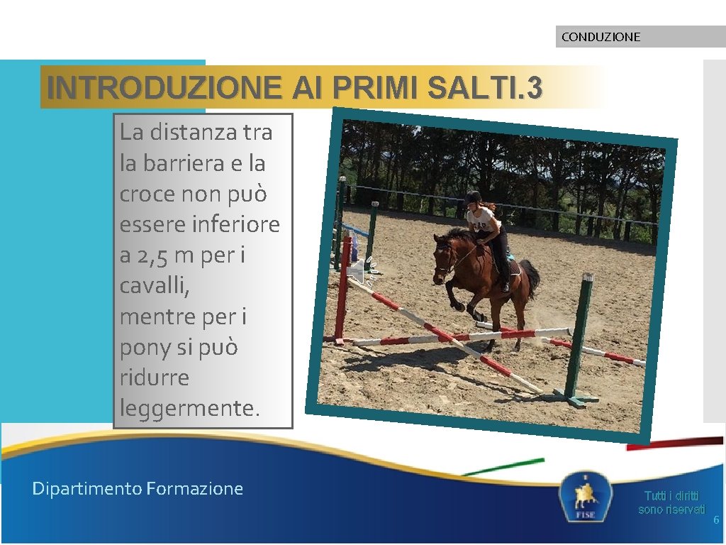 CONDUZIONE INTRODUZIONE AI PRIMI SALTI. 3 La distanza tra la barriera e la croce