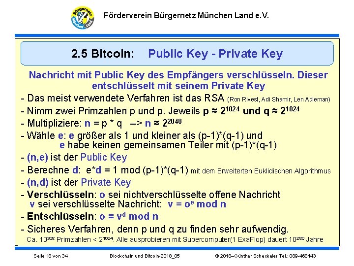 Förderverein Bürgernetz München Land e. V. 2. 5 Bitcoin: Public Key - Private Key