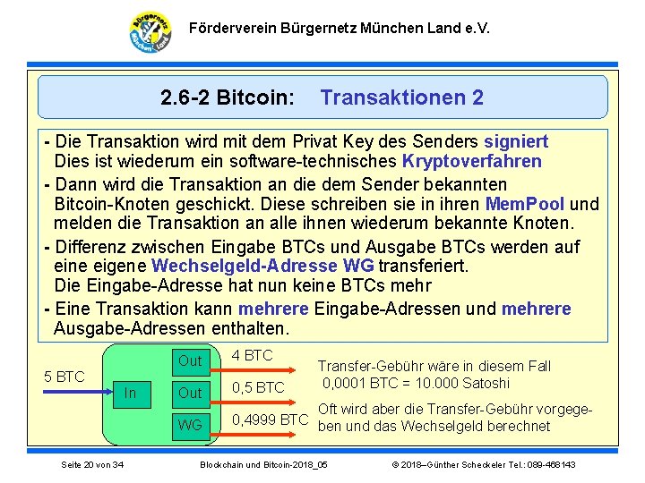 Förderverein Bürgernetz München Land e. V. 2. 6 -2 Bitcoin: Transaktionen 2 - Die