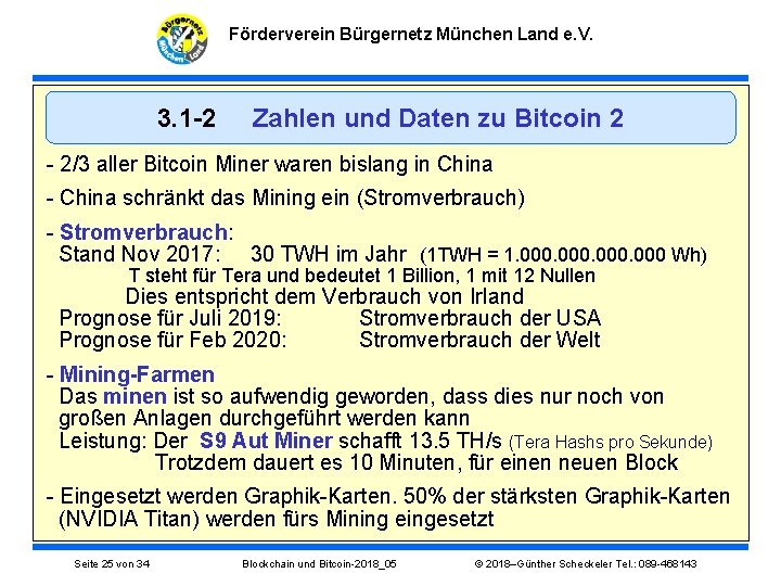 Förderverein Bürgernetz München Land e. V. 3. 1 -2 Zahlen und Daten zu Bitcoin