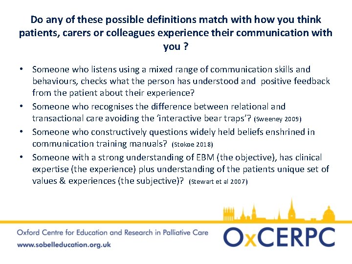 Do any of these possible definitions match with how you think patients, carers or