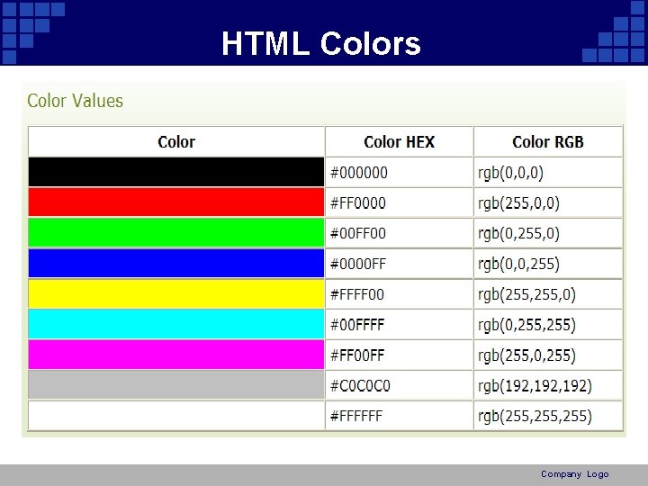 HTML Colors Company Logo 