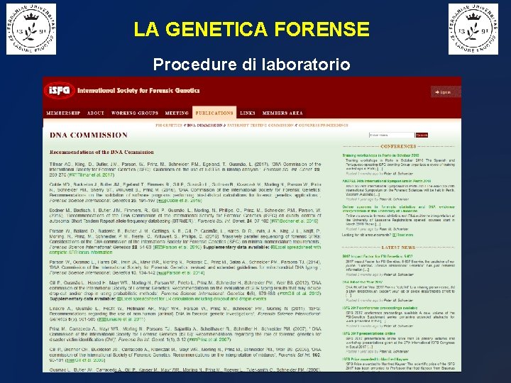 LA GENETICA FORENSE Procedure di laboratorio 
