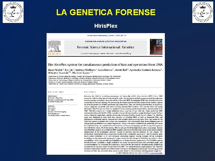 LA GENETICA FORENSE HIris. Plex 