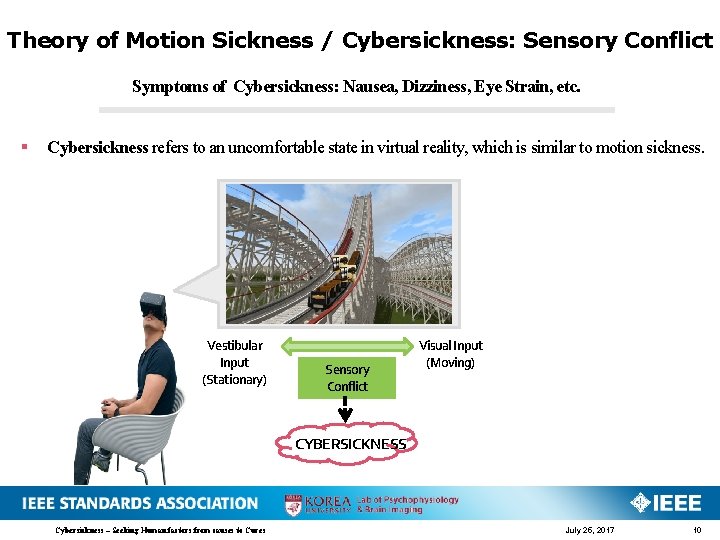 Theory of Motion Sickness / Cybersickness: Sensory Conflict Symptoms of Cybersickness: Nausea, Dizziness, Eye