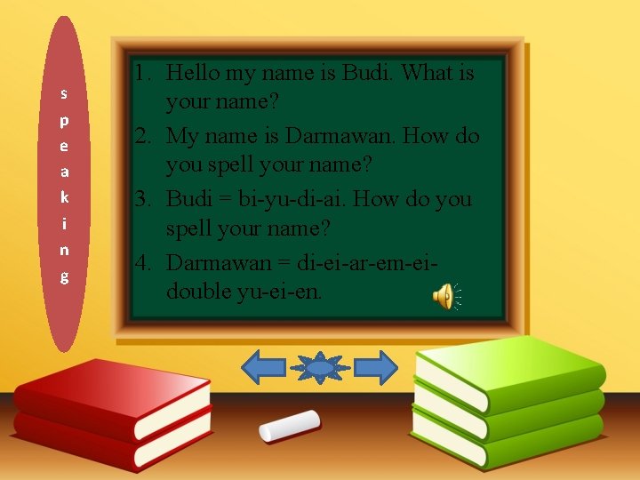 s p e a k i n g 1. Hello my name is Budi.